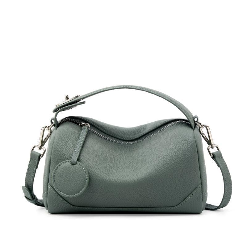 Top Layer Leather Women's Stylish Leather Boston Bag with All The Trend of Hand Crossbody Bag 23*11*14 green