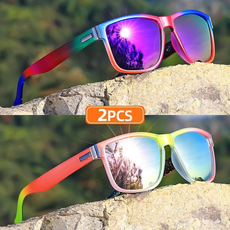 1pc Classic Square Sunglasses Gradient Color Full Rim Polycarbonate Frame TAC Lens Polarizer UV Protection Sports Style