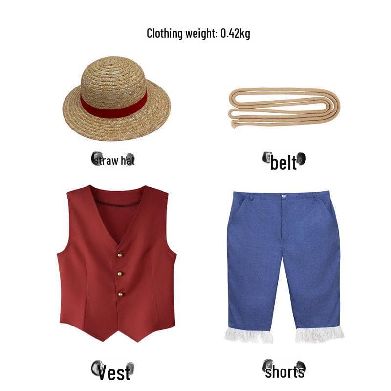 One Piece Luffy Live-Action Cosplay Outfit for Adults & Kids Size 120