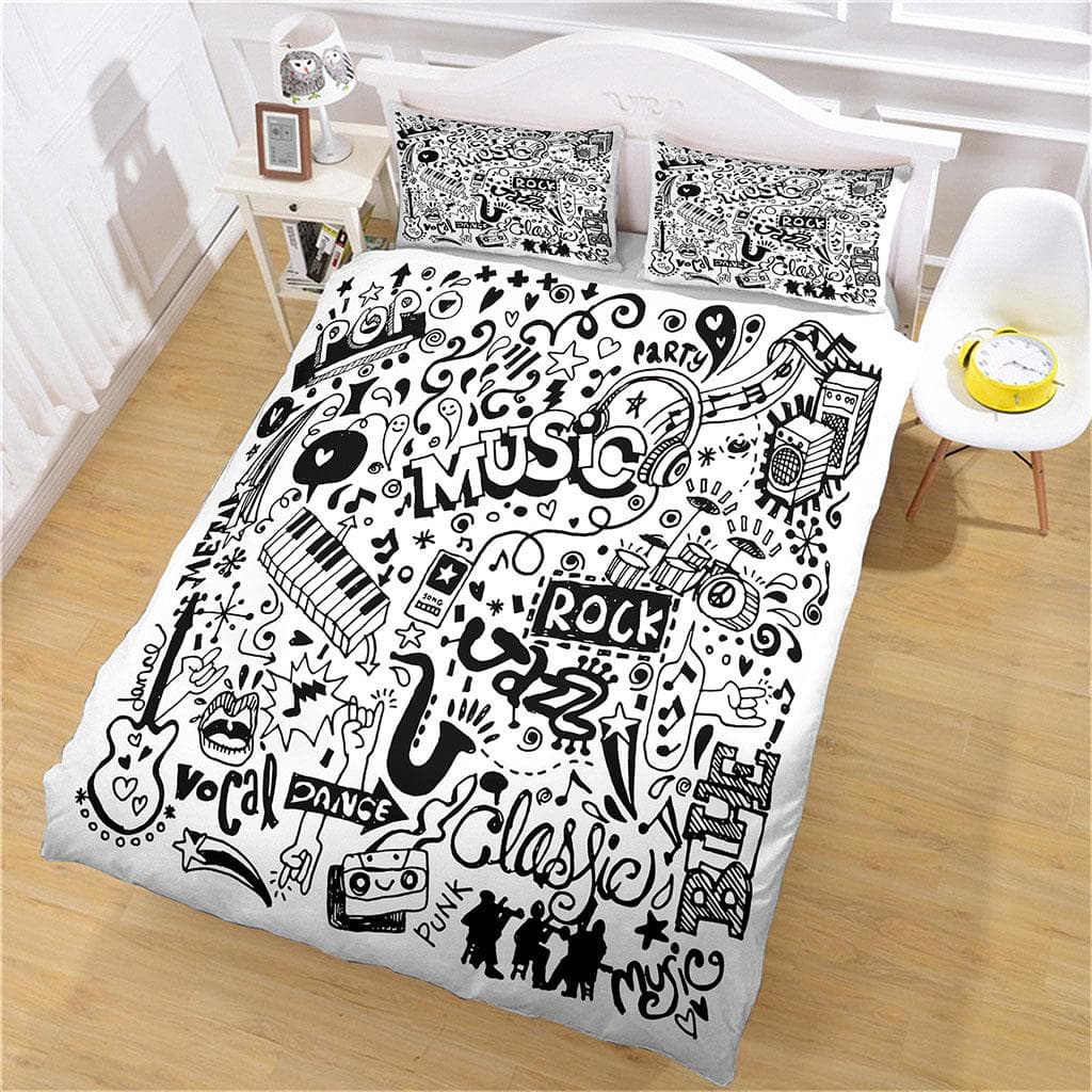 Bedding Set Full 3D Creative Note Patterns Comforter Cover Kids Soft Polyester Duvet Cover, Comforter Cover Kids Boys W90xL190cm