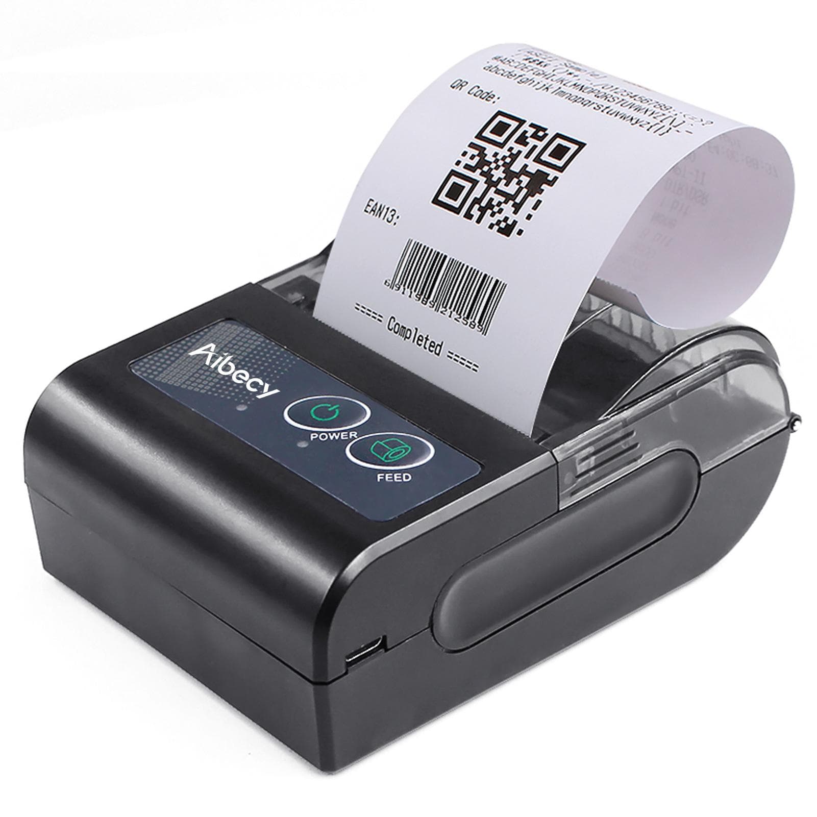Mini Portable Thermal Printer Wireless Lable Receipt Printer USB BT Aibecy 58HB6 black