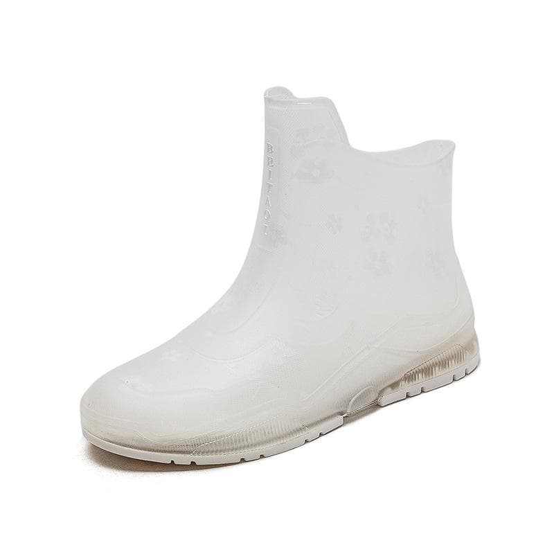 Women's Rain Shoes Non-Slip Girls Rubber Shoes Transparent Short Boots 40 white