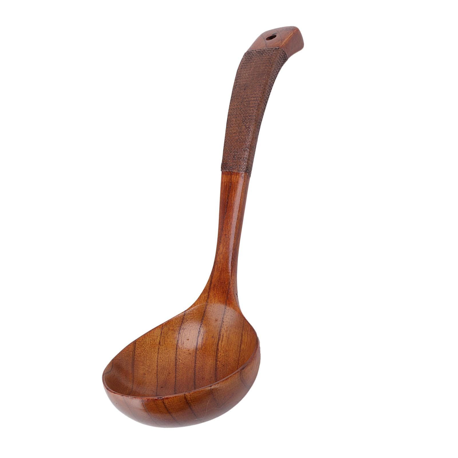 Japanese Long Curved Handle Spoon Large Round Wooden Cooking Soup Spoon Kitchen Cookware Type 2 Type 1