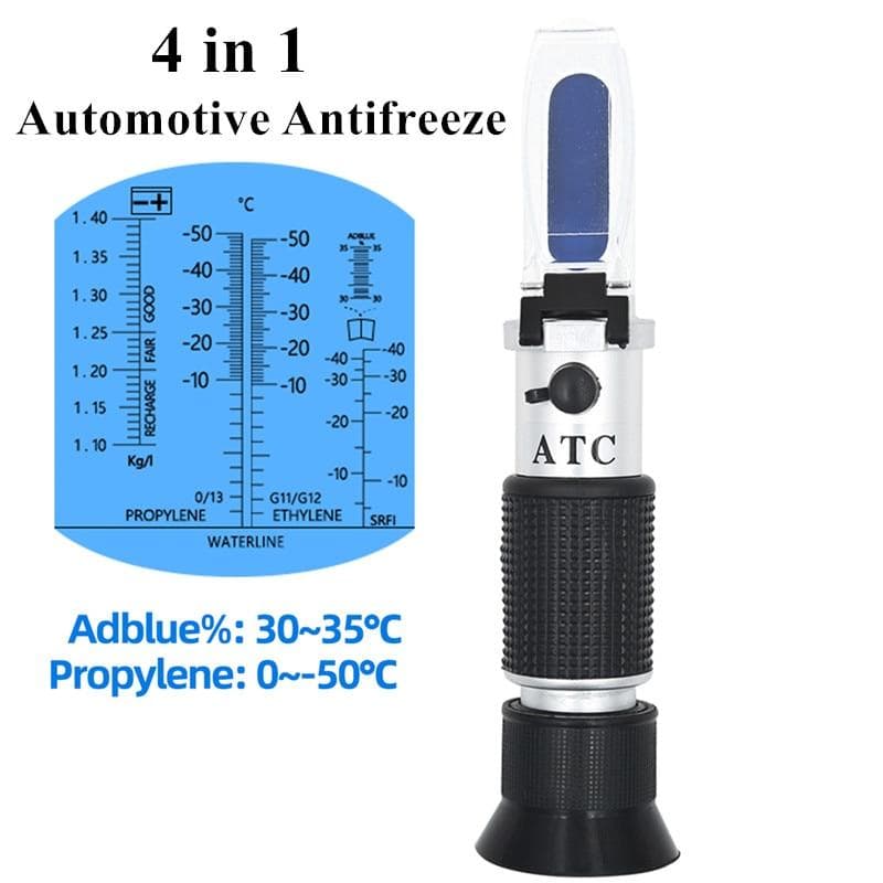 4 in 1 ATC Refractometer Antifreeze Coolant Tester Adblue Engine Fluid Propylene Ethylene Glycol Detector Car Clean Battery Test China abyss