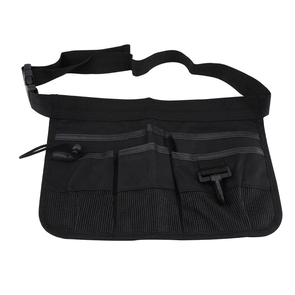 Multi pockets Electrician Tool Pouch Bag Multi Propose Waist Bag Thicken Belt (Black)