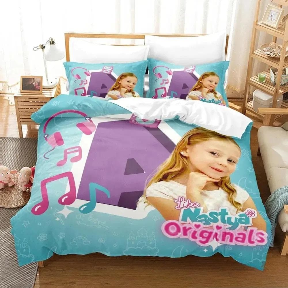 3D Print Like Nastya Bedding Set Boys Girls Twin Queen King Size Duvet Cover Pillowcase Bed boys Adult Home Textileextile 135x200cm 2pcs