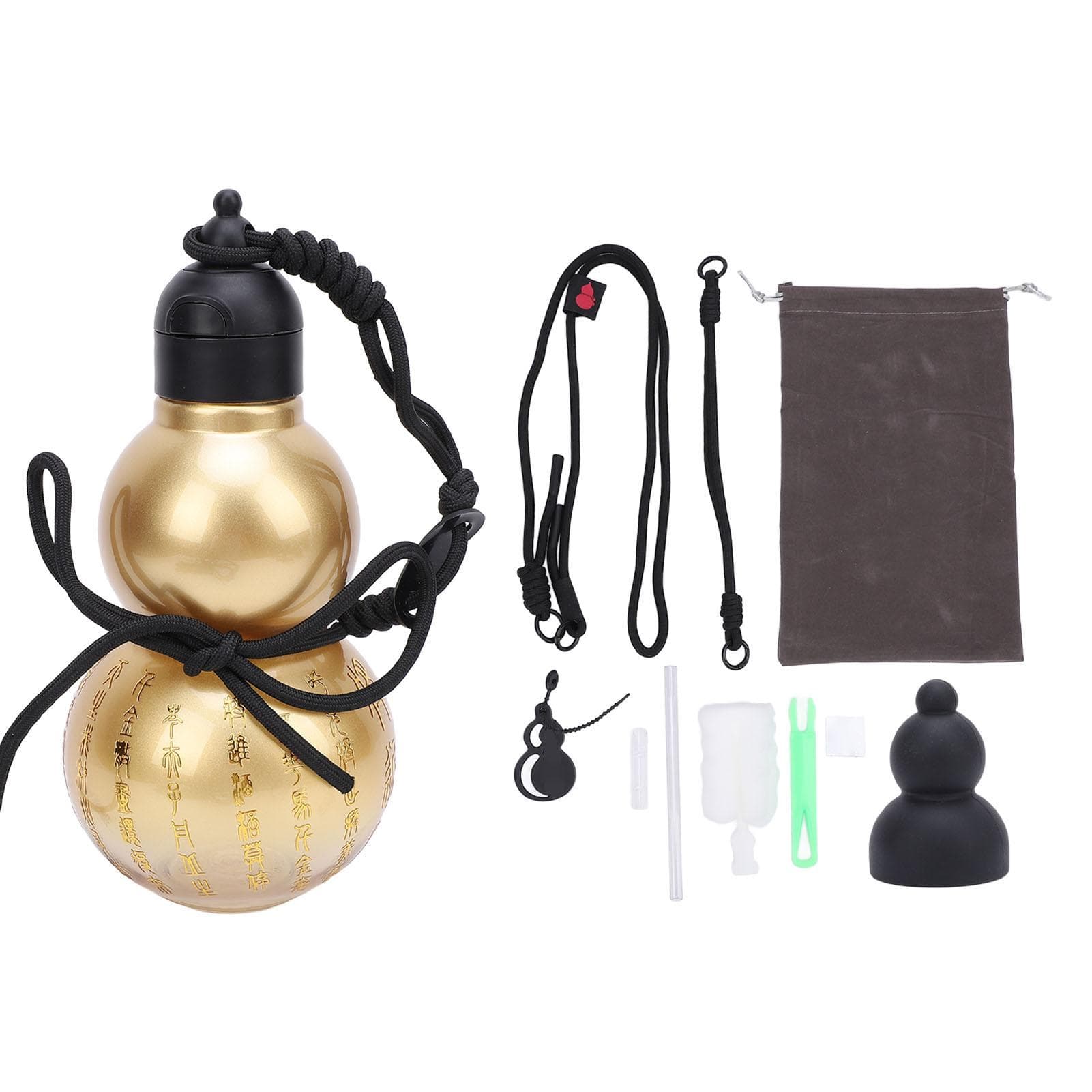 Gourd Water Bottle PCTG 800ml Chinese Retro Portable Drinking Gourd Sports Bottle with Straw Strap L