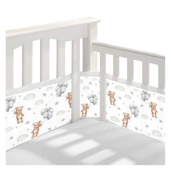 Yousheng Breathable Mesh Crib Liner with Double-Sided Straps Baby Crib Safety Mesh Barrier Easy Installation Limb Protection Crib Bumper O