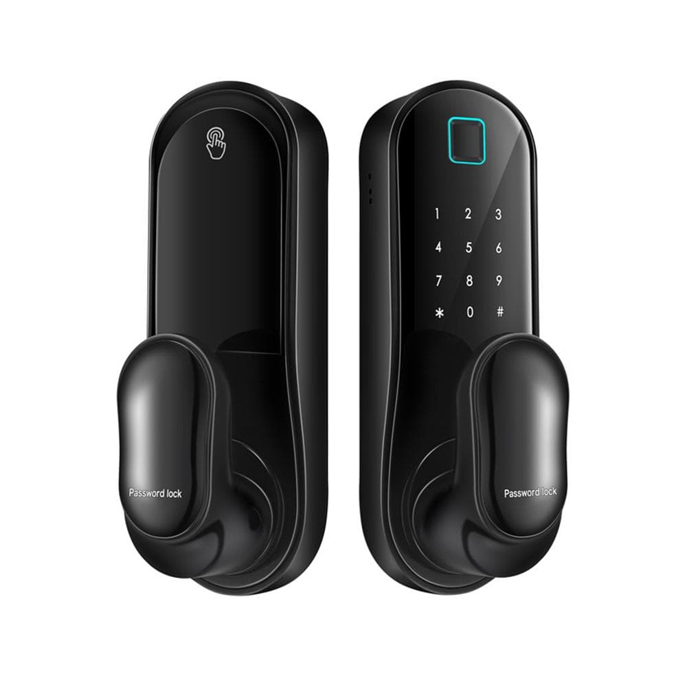 Smart Door Lock Keyless Entry Door Lock Handle with 2 Cards and 2 Keys Biometric Door Lock App black