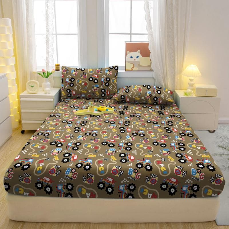 1 Cartoon Fun Game Printed Matte Fitted Sheet, Bedroom Printed Bed Cover, Bedding (Excluding Pillowcases) 71x132cm