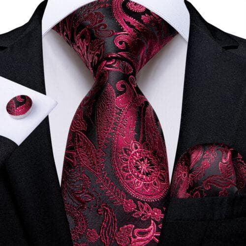 DiBanGu Mens Silk Necktie Set Striped Paisley Solid Tie Pocket Square Cufflinks N-7679