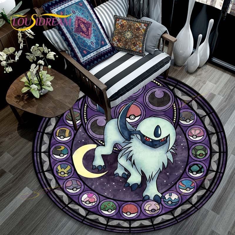 Living Room Carpet Pikachu Cartoon Pokemon 3D Round Mats for Coffee Table Home Kids Floor Rug Covering Anti-Slip Area Rug 120cm