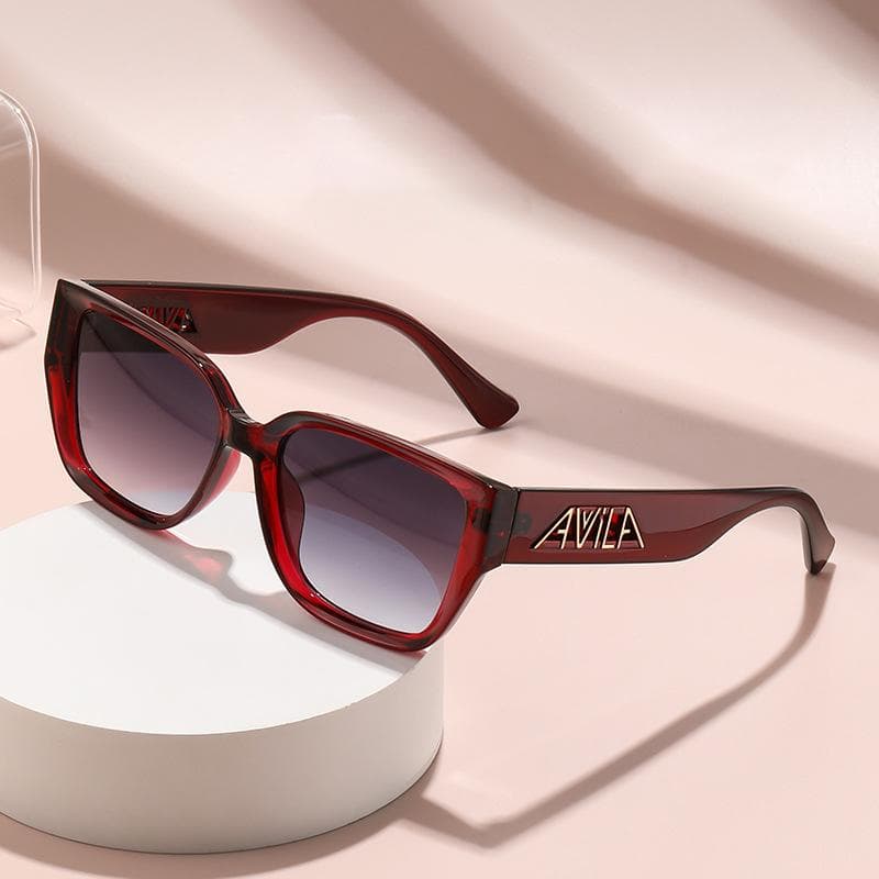Large Frame Trendy Sunglasses Women Fashion Square Frame Hollow Letters Wide Foot Sunglasses 6100
