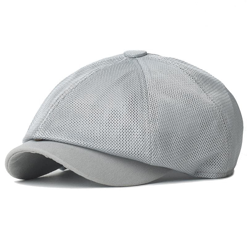 Summer Mesh Newsboy caps Breathable Casual Outdoor Retro Beret Hats Octagonal hat Fashion Solid Flat Caps Adjustable 57-61cm gray