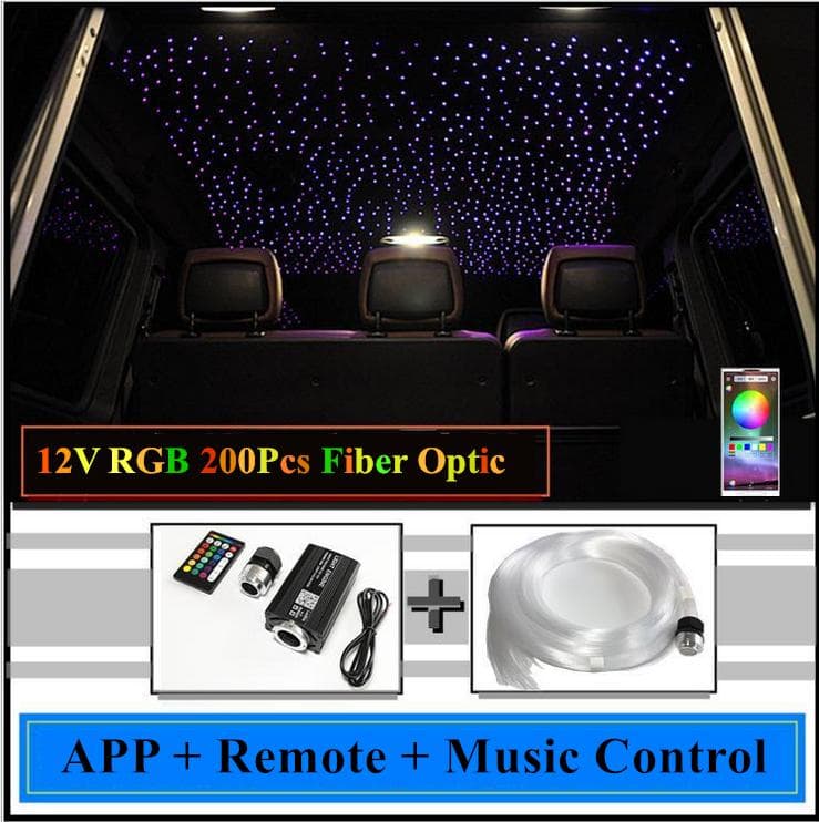 Car Headliner Roof RGBW Fiber Optic Light Starry Sky Lamp APP BT Music Control