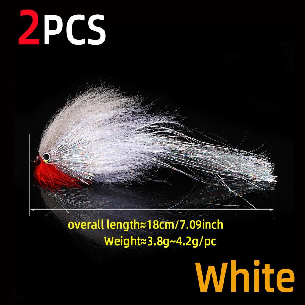 #4/0 Big Game Streamer Fly Saltwater & Freshwater Predator Lure 3D Fish Eyes For Trout Pike Musky Bass Sea Fishing Lures white
