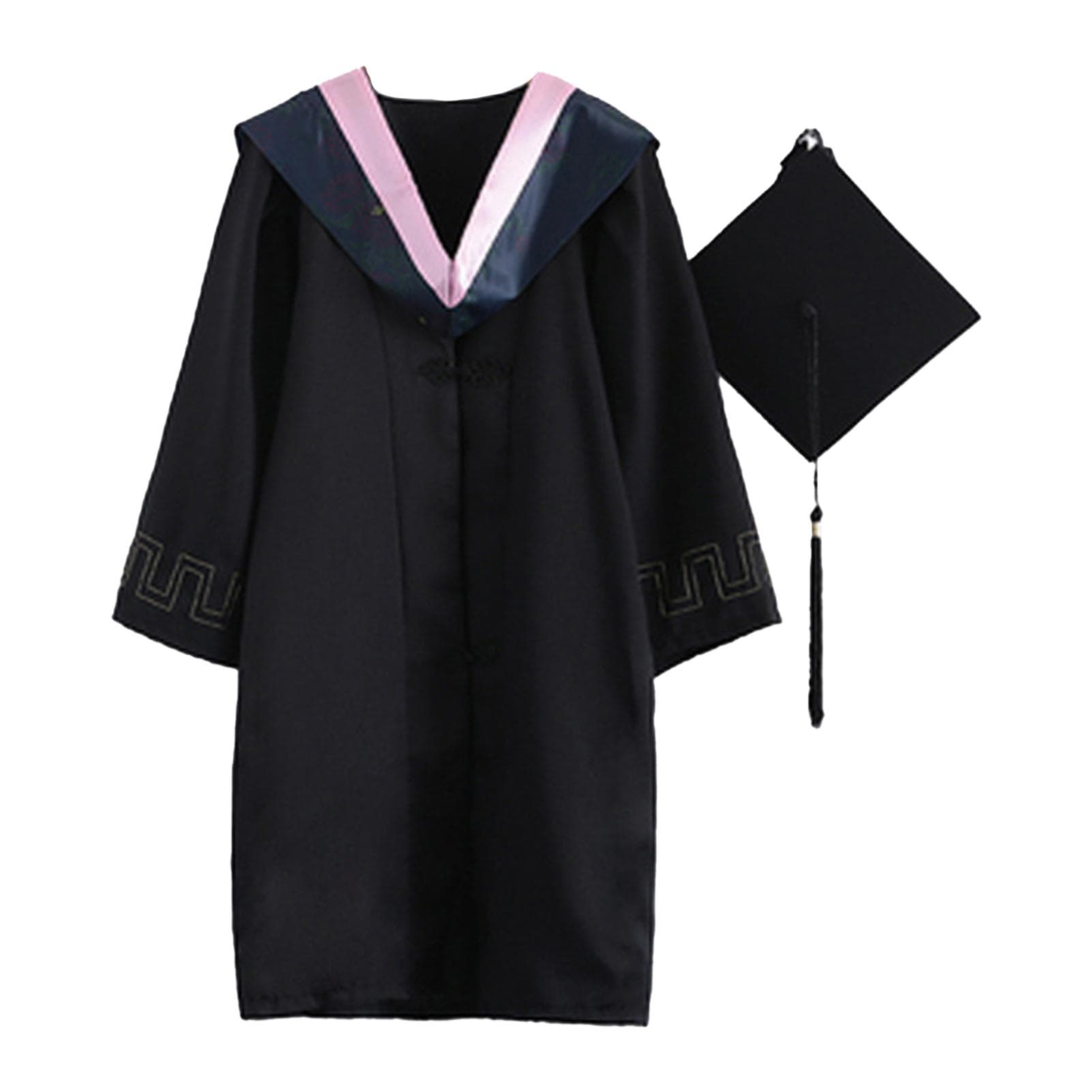 2021 Adult Graduation Gown Long Sleeve University Academic DresS Zip Closure Plus size Graduation Gown Robe Mortarboard-Cap L