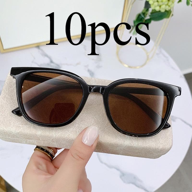 10pcs Retro Sunglasses for Men Women Big Face Oversized Orange Hip Hop Trendy Korean Style High Profile Figure