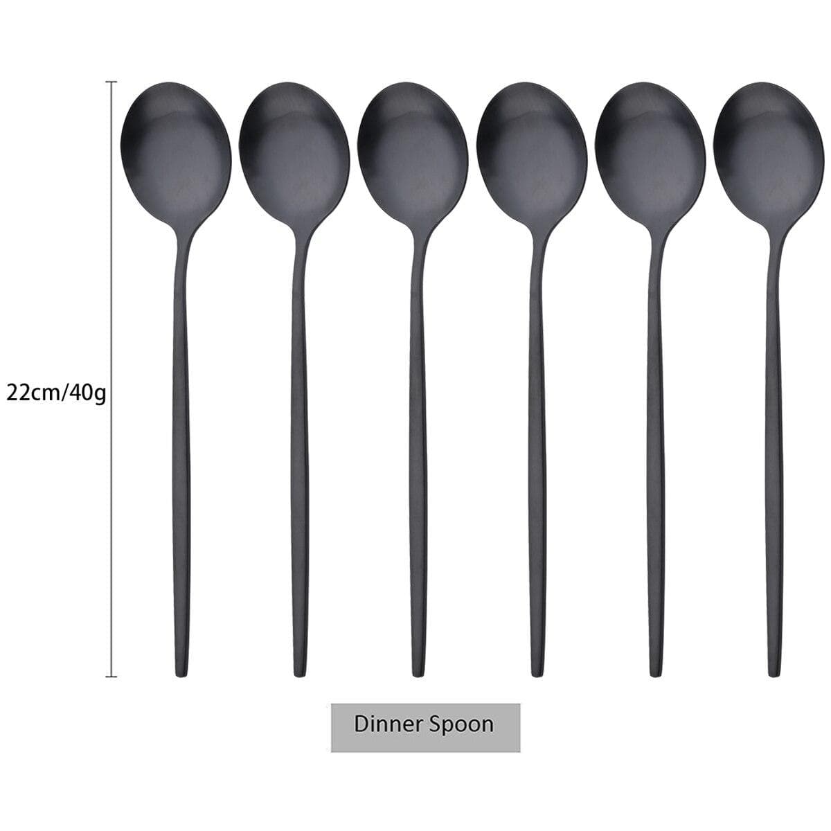 6Pcs/Set Black Gold Dinner Spoon Set Matte Western Stainless Steel Flatware Cutlery Dessert Spoon Tableware Party Kitchen Silverware Set black
