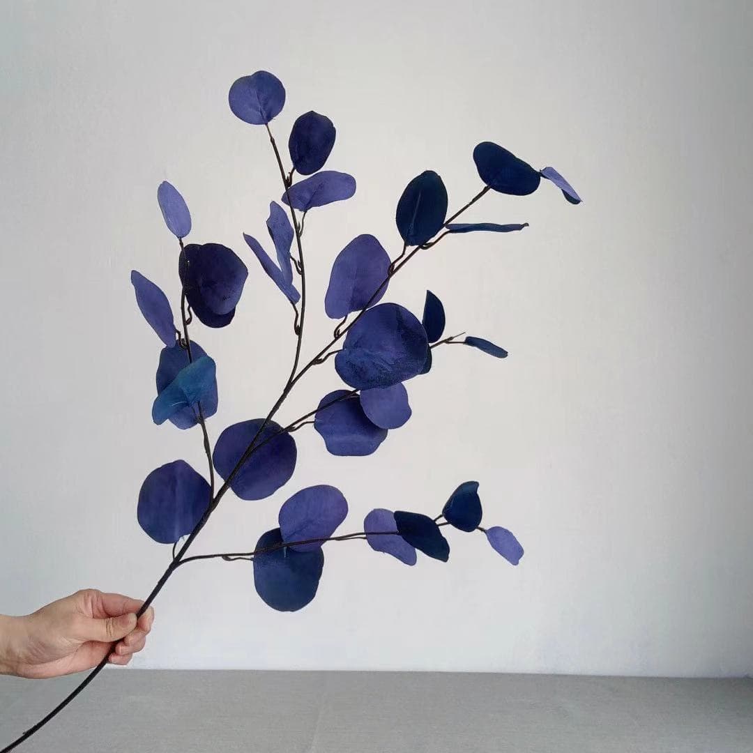 Simulated Apple Leaves Eucalyptus Artificial Flower Branches Home Soft Decoration Wedding Hall Layout Silk Flower Arrangement blue