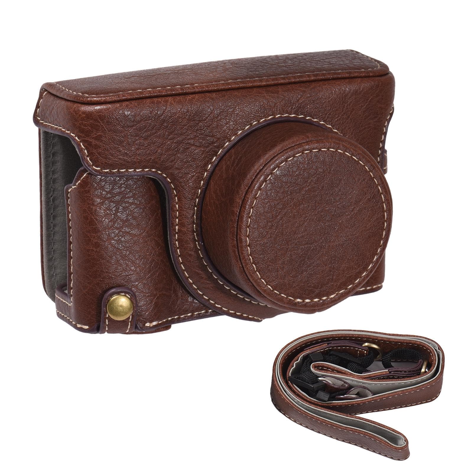 Portable Camera Case Synthetic Leather Camera Carry Bag with Shoulder Strap Replacement for coffee