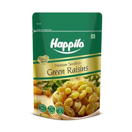 Happilo Premium Seedless Green Raisins 250g | Premium Kishmish/Kismis | Rich in Iron & Vitamin B | Healthy Sweet Treat For Evening Cravings