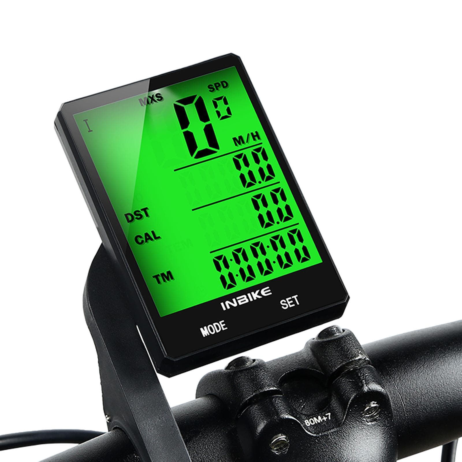 INBIKE 2.8 inch Bike Wireless Computer Multifunction Rainproof Riding Bicycle Odometer Cycling green