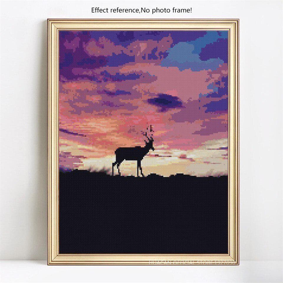 Diamond Painting Full Round Animal Cattle And Cloud Diamond Embroidery Mosaic Cross Stitch 20X30CM