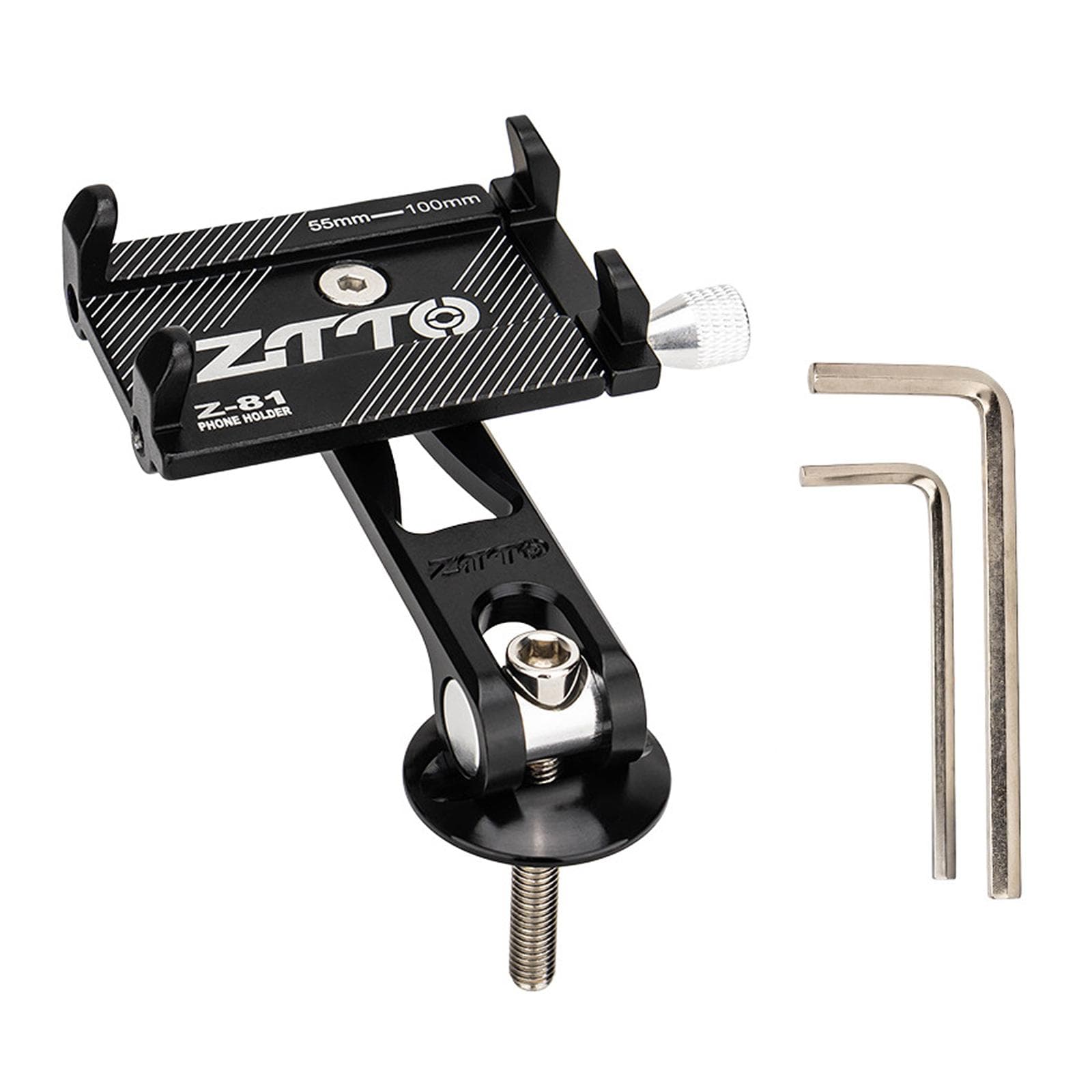 Anti-Shake Bike Phone Holder Adjustable Bicycle Cell Phone Holder Aluminum Alloy Phone Bracket black