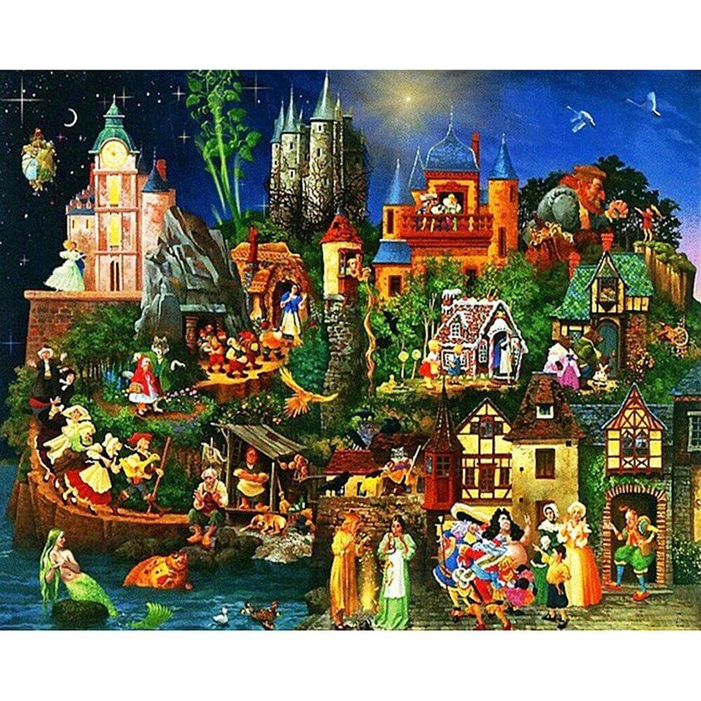 5d Diy Diamond Painting Fairy Castle Kingdom Cross Stitch Wall Sticker 20X30CM