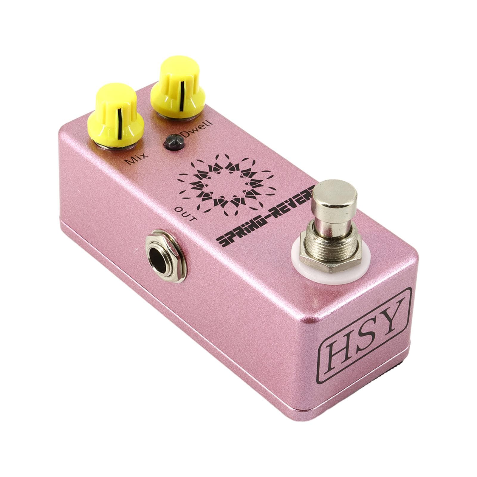 Guitar Spring Rever Pedal Electric Guitar Effects Pedal True Bypass Zinc Alloy Shell DC 9V 6.35mm pink