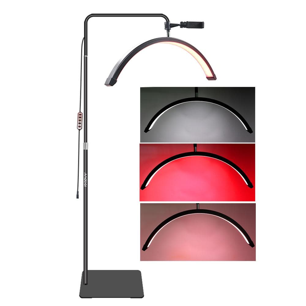 Andoer HD-M6XR 36W Floor LED Video Light Half-moon Shaped Fill Light Dimmable with 5600K White UK Plug black