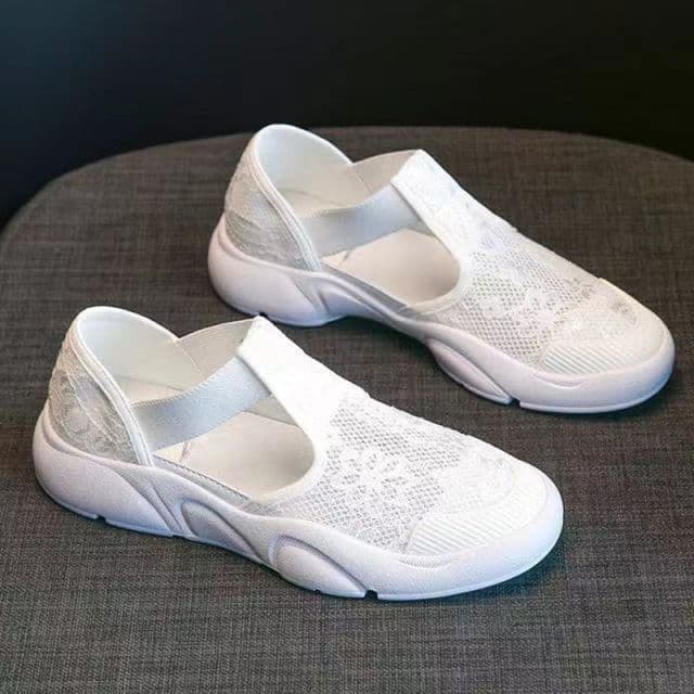 Women Baotou Sponge Cake Thick-soled Breathable Casual Flat Shoes Women Platform Shoes Women Shoes 38 white