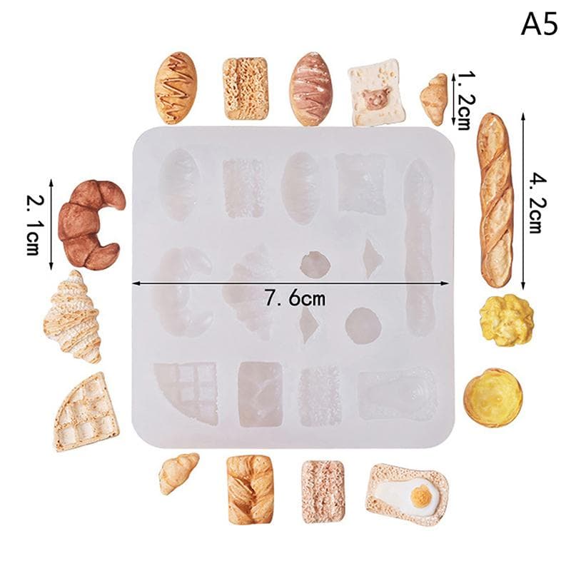 Mini Bread Biscuit Cake Silicone Mould For Clay Food Mold Diy Kitchen Resin Accessories Toy Dollhouse Miniature Accessories
