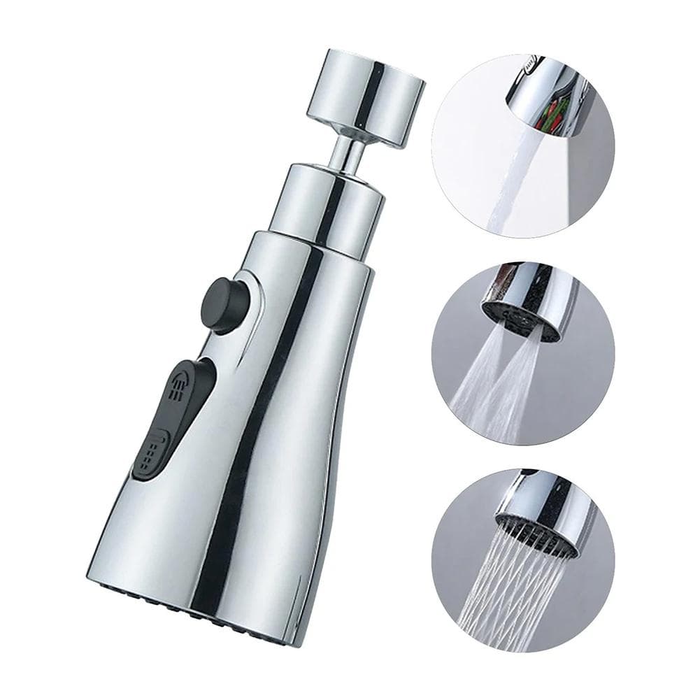 1Pc Faucet Extender Metal Alloy,Three Modes,Head Water Saver Home Extended Shower Spray Filte silver
