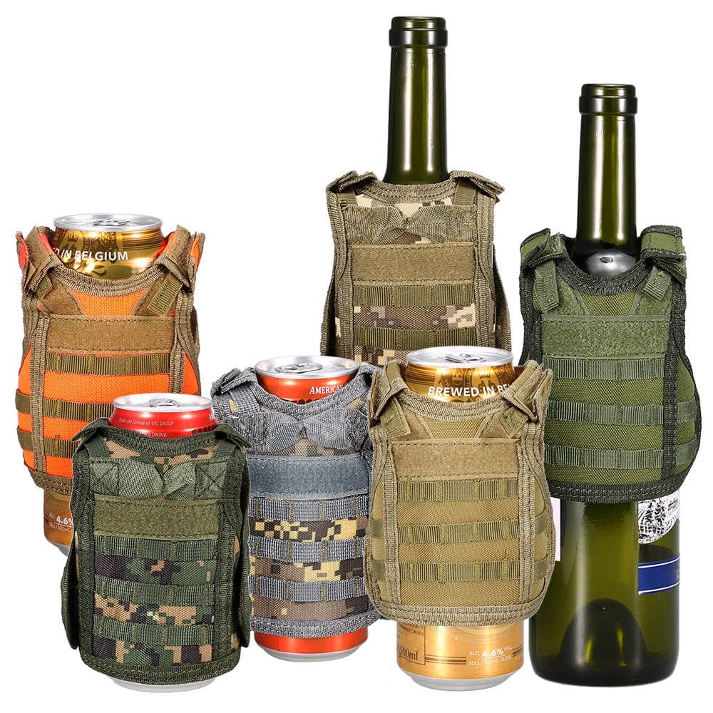 Tactical Beer Vest Military Molle Mini Miniature Beverage Bottle Can Cooler Holder Sleeve Khaki
