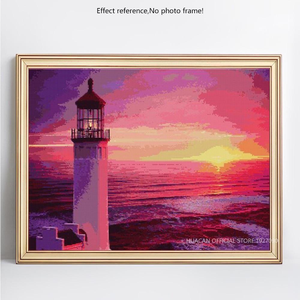 Diamond Embroidery Scenic Full Round Lighthouse 5D DIY Diamond Painting Cross Stitch 20X30CM