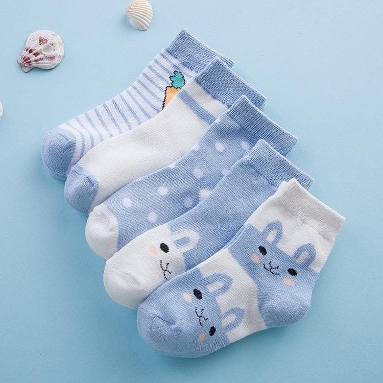 Spring & Autumn Kids’ Cute Bunny Cotton Socks - Comfortable, A-Class Xinjiang Cotton 0-1 years (8-10CM) blue