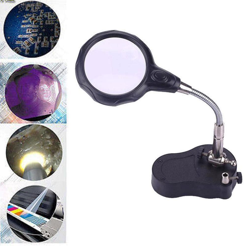 3.5x 12X Helping Hand Alligator Clip LED Magnifier Lamp Soldering Stand