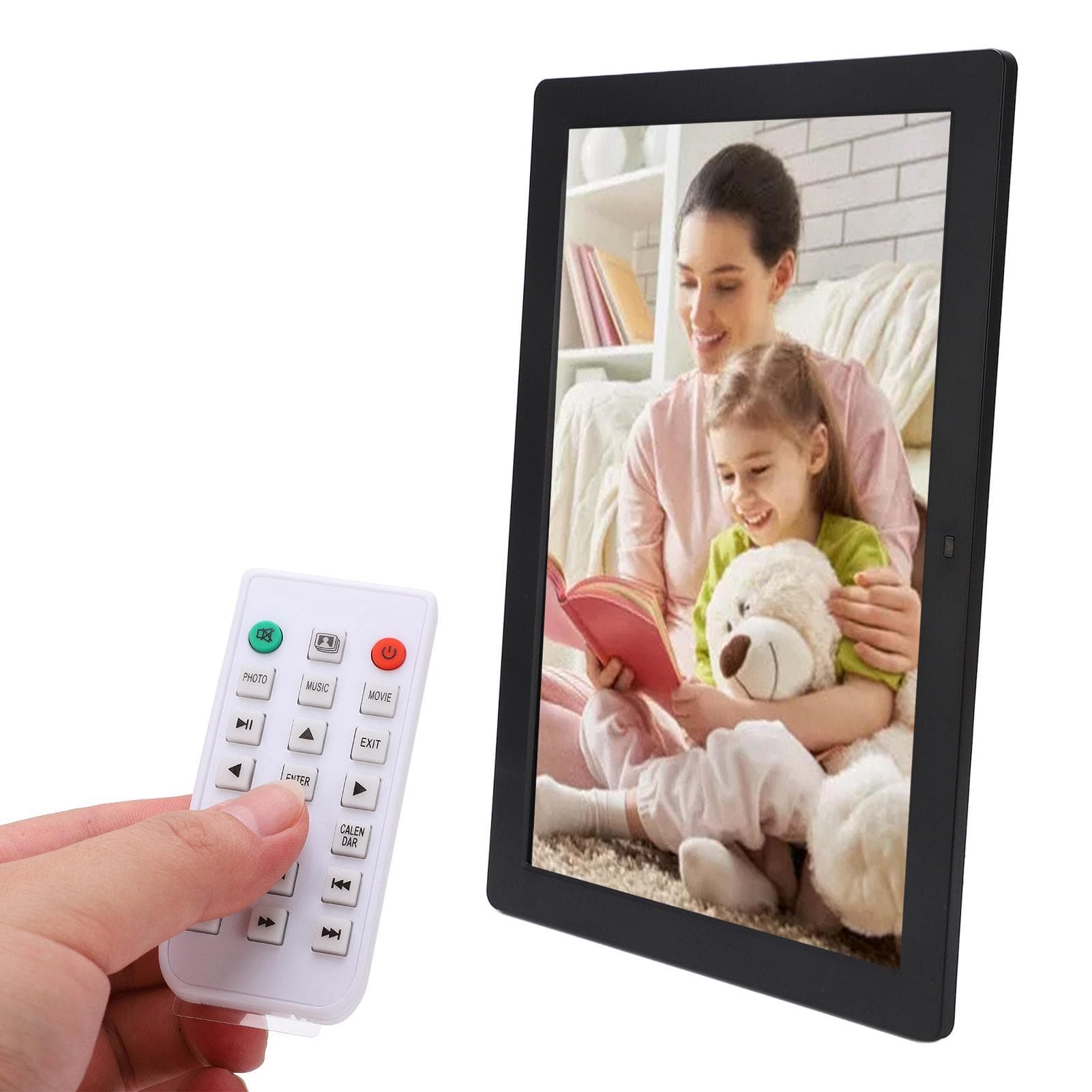 15 Inch HD Digital Photo Frame Intelligent Remote Control Video Player Smart Picture Frame 100‑240V EU Plug