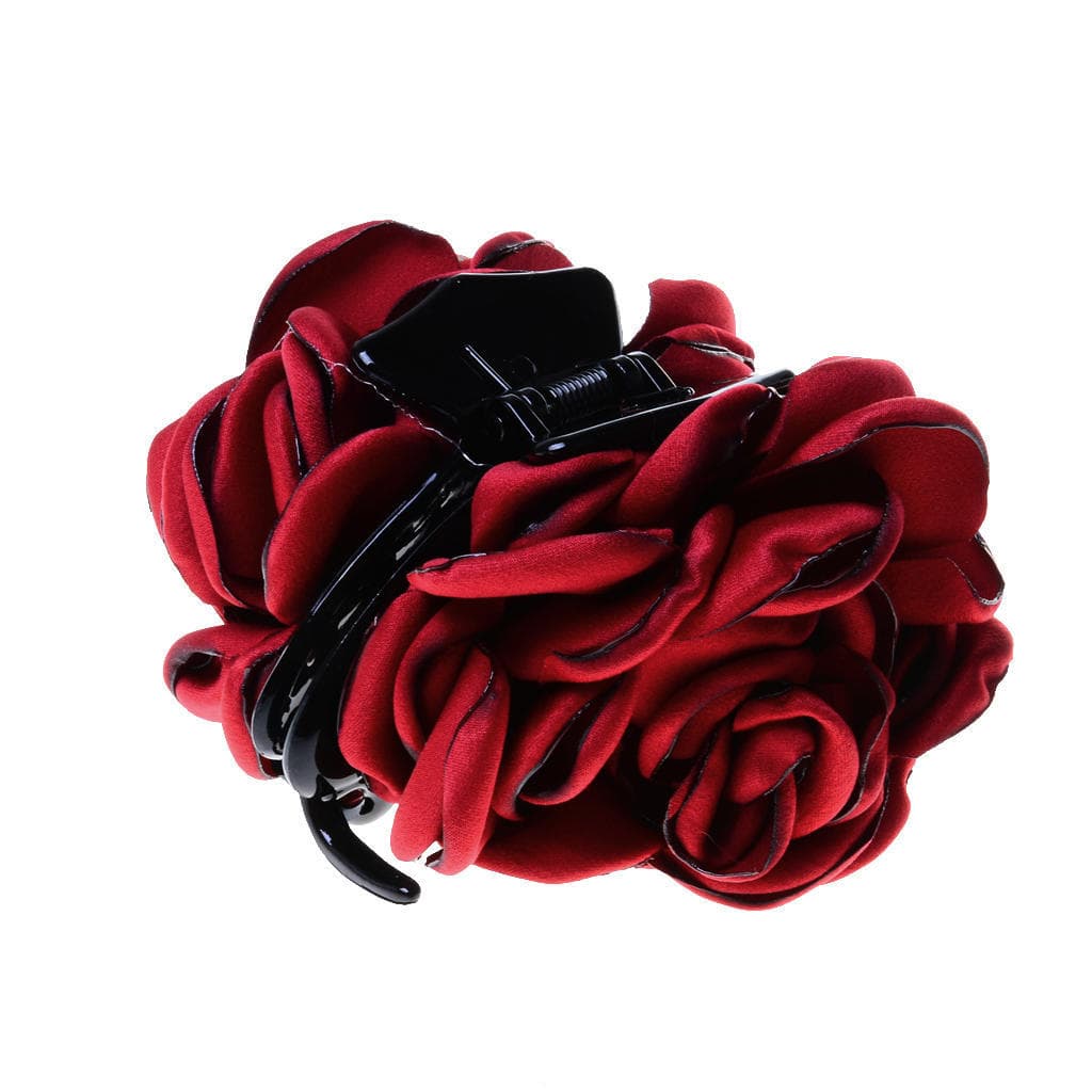 Fashion Fabric Rose Flower Large Hair Clamp Claw Clip Accessories Gift 4 Colors 3.1 x 2.8 in