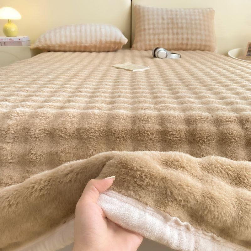 Winter Bubble Velvet Milk Velvet with Velvet Blanket Single Piece Thickened Plush Mattress 201x232cm-1.5m