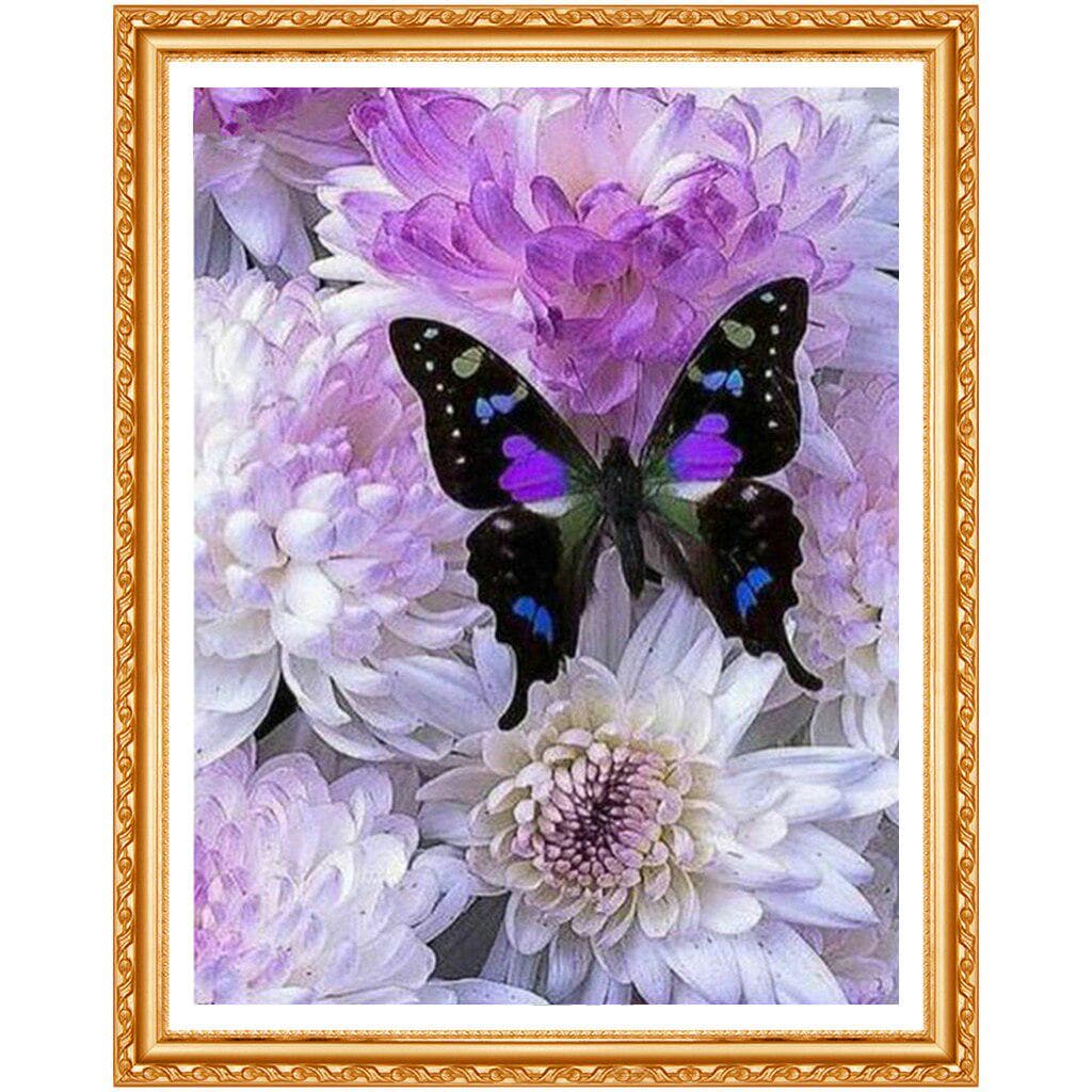 Rose Crystal Round Diamond Sets Home Decorative Diamond Flowers Butterfly 5d Diy Diamond Painting 20X30CM