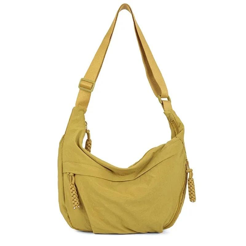 Trendy Women's Soft Cloth Shoulder Bag Solid Color Casual Style Big Handbags Crossbody Bags for Women Shoulder Hobos Bag yellow