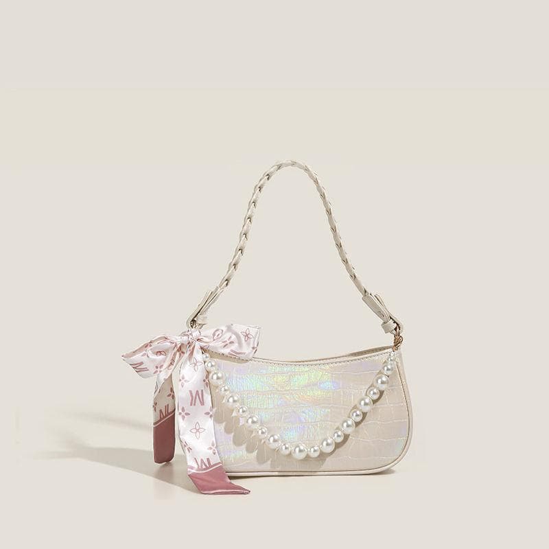 Fashionable and Versatile Women's Bags, Niche Laser Powder Underarm Bags, Colorful Bags, Women's Hand Bags, Shoulder Bags, Crossbody Bags white