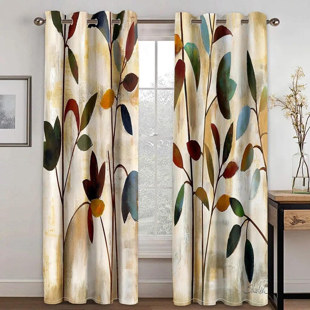 3D Flower Curtains For Living Room Bedroom Kitchen Black And White Vortex Three-dimensional Luxury Curtain For Windows Drapes W110xH220(CM)x2PCS-Grommet Top
