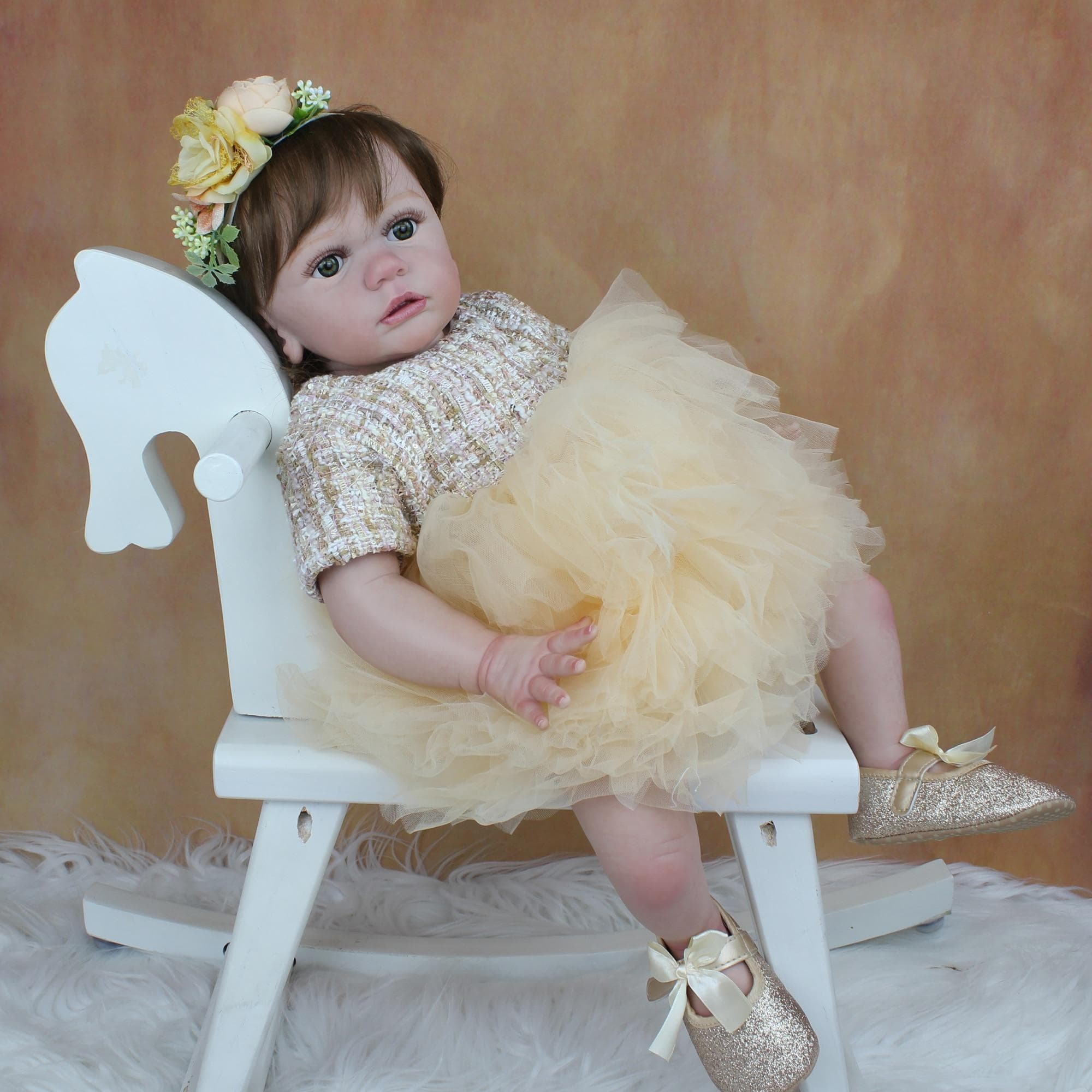 BZDOLL 60 CM 3D-Paint Skin Soft Silicone Reborn Toddler Baby Doll Toy For Girl Lifelike 24 Inch Princess Tayra Dress Up Alive Bebe 60cm 3D-paint Skin Doll