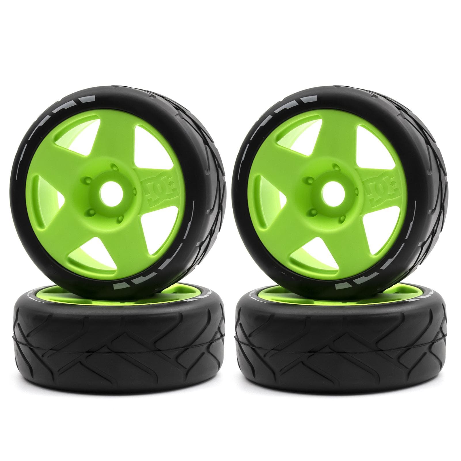 Remote Control Drift Tires Racing Car Tires 4pcs Replacements for 1/8 GT ARRMA TRAXXAS LOSI Remote green