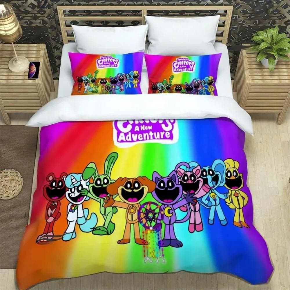 3D Cartoon S-smiling critters Bedding Sets exquisite bed supplies set duvet cover comforter set bedding set luxury birthday gift AU Single(140x210cm)