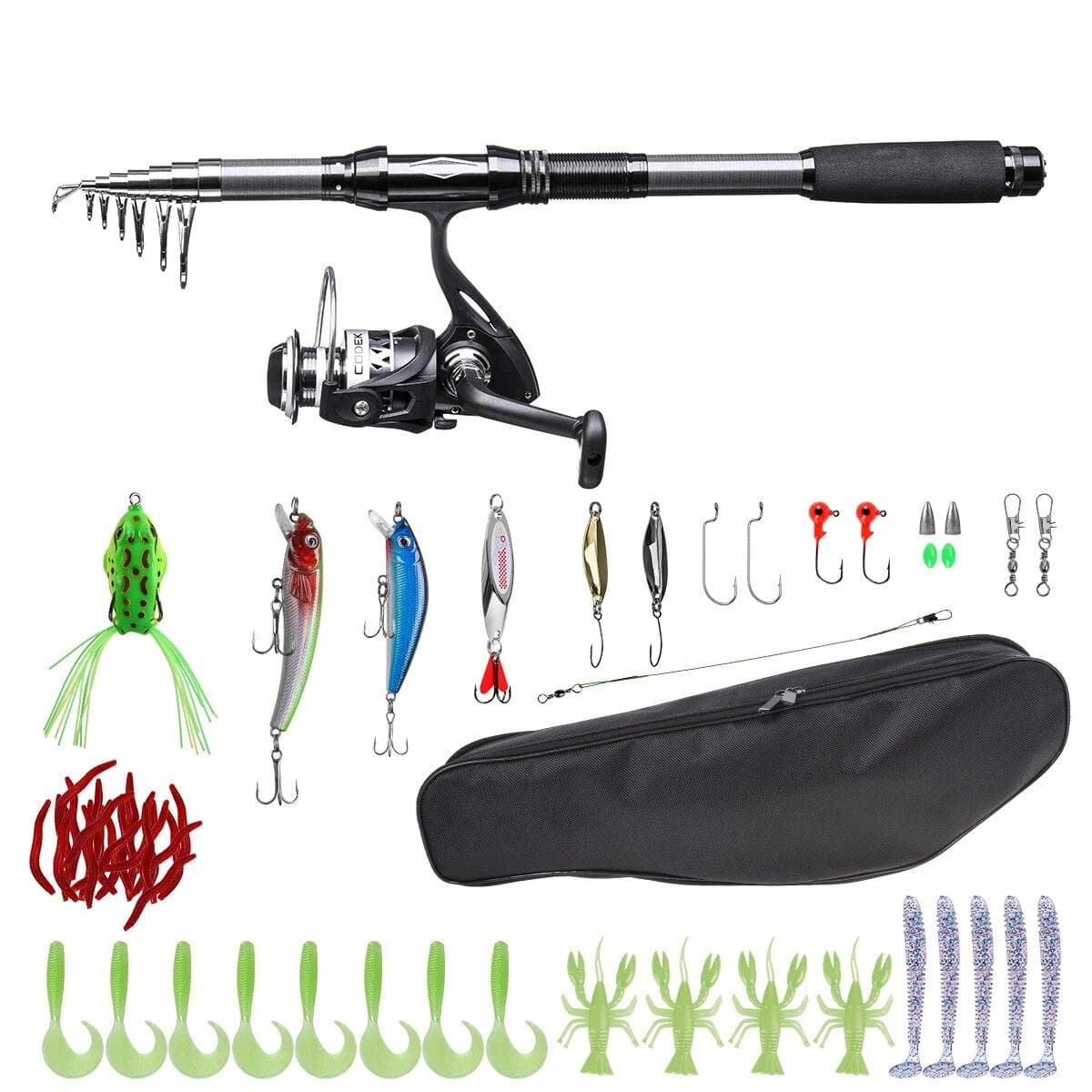 LEOFISHING Portable Fishing Rod and Reel Combos Carbon Fiber with Lure Accessories for Travel Salt and Fresh water 1.8m Rod Full Set
